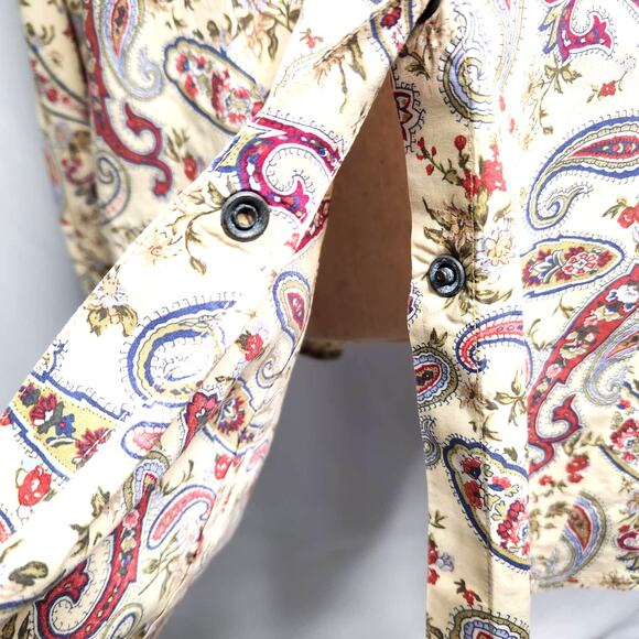 Elizabeth by Liz Claiborne Paisley Snap Front Top Plus Size 18 Vintage Cotton - Picture 3 of 16